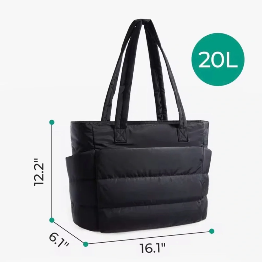 Sleek Black Quilted Laptop Tote Bag